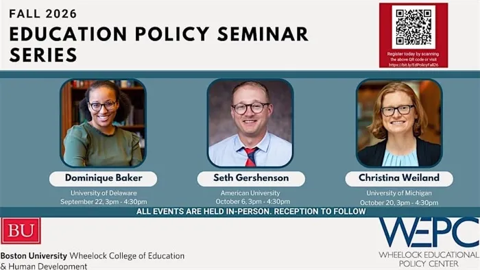 Production art for Fall 2026 Education Policy Seminar Series: Dr. Seth Gershenson