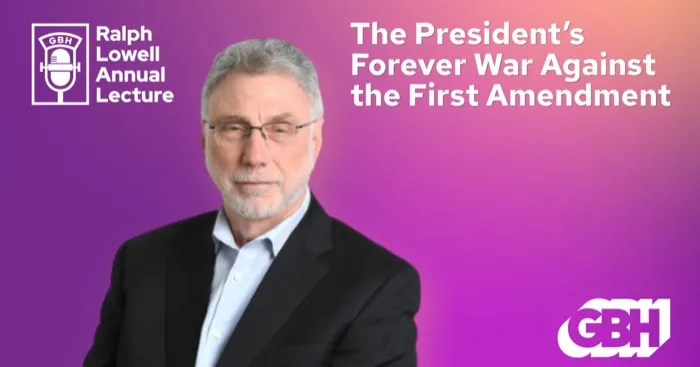Production art for Second Annual Ralph Lowell Lecture featuring Marty Baron