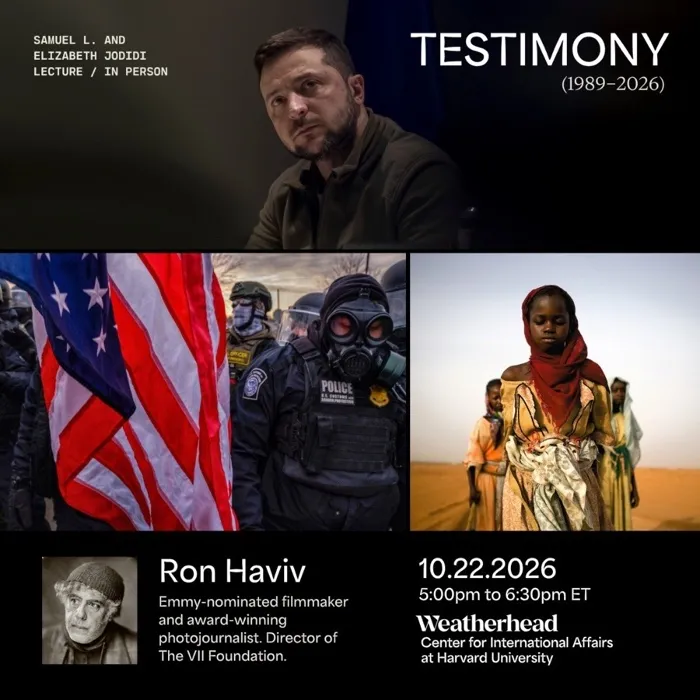 Production art for Jodidi Lecture: Ron Haviv, Testimony (1989–2026)