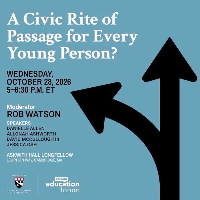 Production art for Askwith Education Forum: A Civic Rite of Passage for Every Young Person?