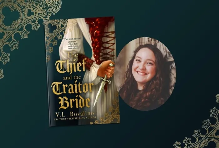 Production art for The Thief and the Traitor Bride Book Bash with V.L. Bovalino