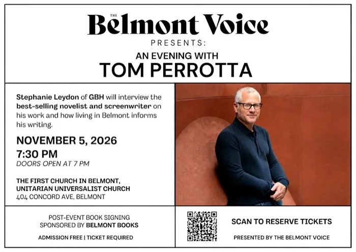 Production art for The Belmont Voice Presents: An Evening with Tom Perrotta