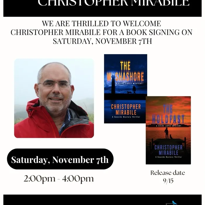 Production art for Book Signing with Christopher Mirabile, author of The Washashore & The Holdfast