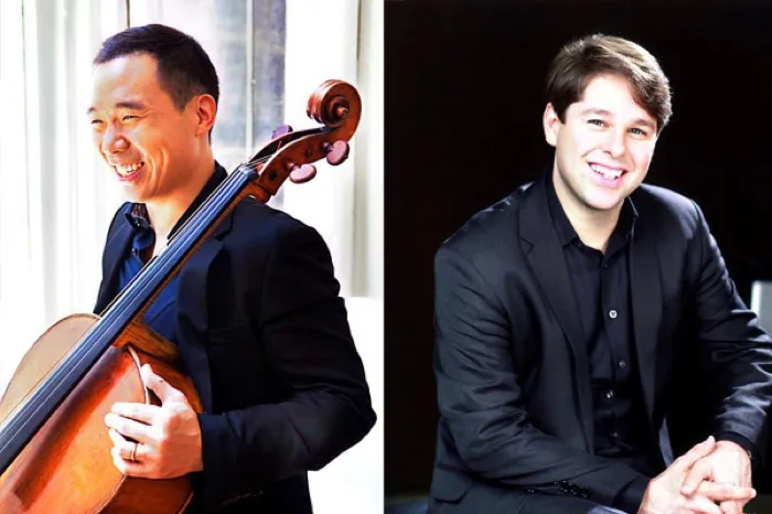 Production art for Masterworks for Cello & Piano: Kee Kim and Victor Cayres