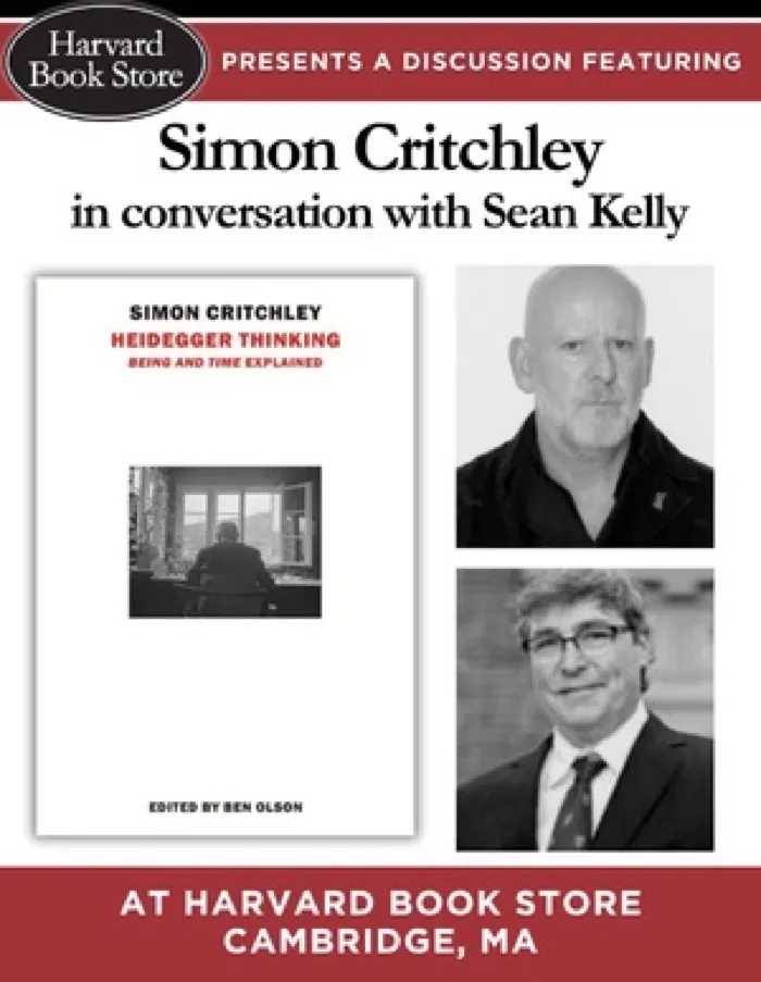 Production art for Simon Critchley at Harvard Book Store