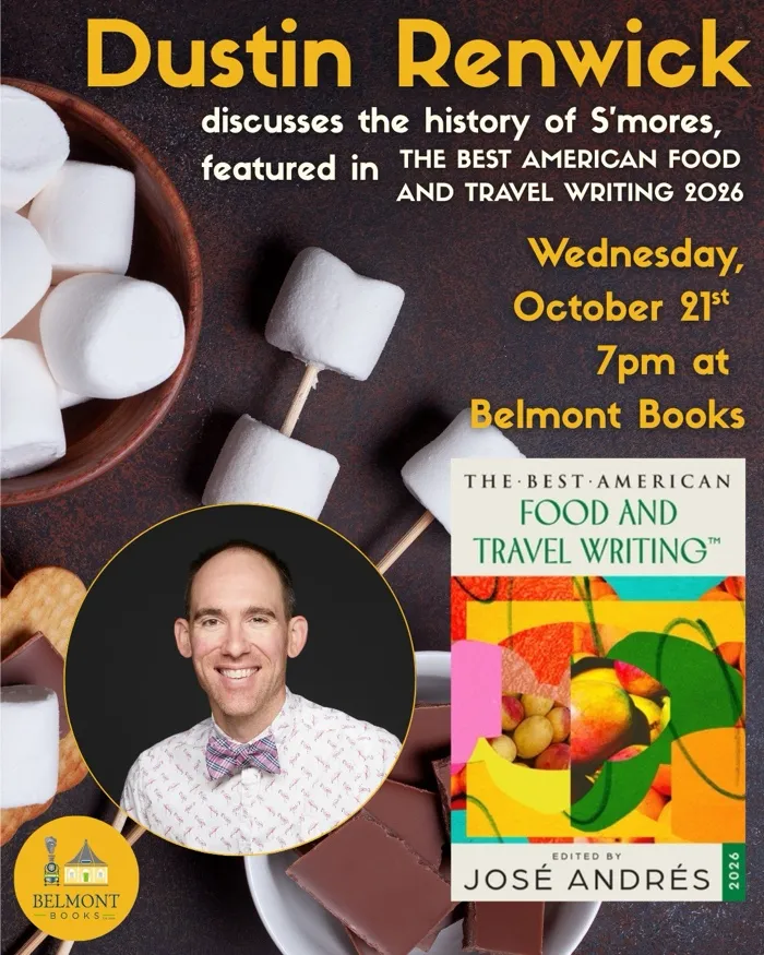 Production art for Dustin Renwick discusses The Best American Food and Travel Writing 2026