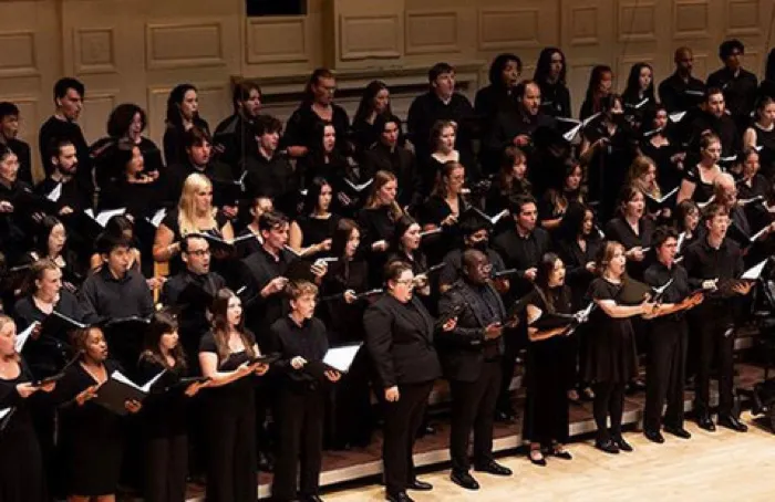 Production art for BU Choral Series: Identity — Voices of Rivers, Roots, and Open Sky