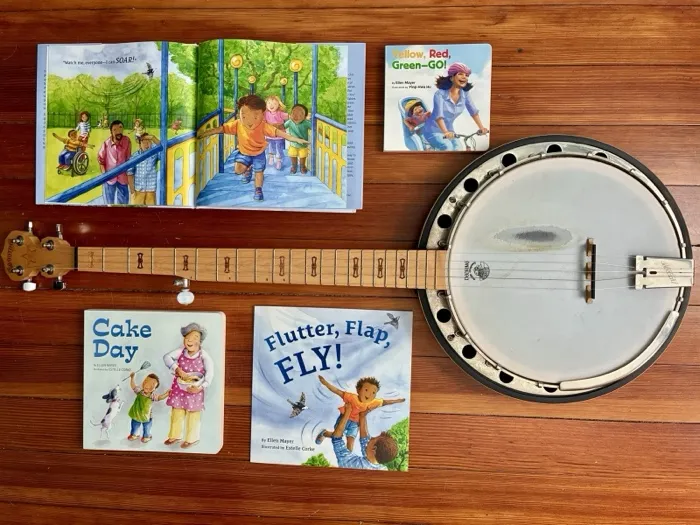 Production art for Books and Banjo: Ellen Mayer and Malcolm Pittman