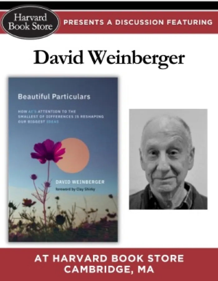Production art for David Weinberger at Harvard Book Store