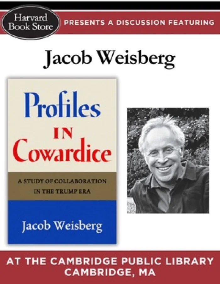 Production art for Jacob Weisberg at the Cambridge Public Library