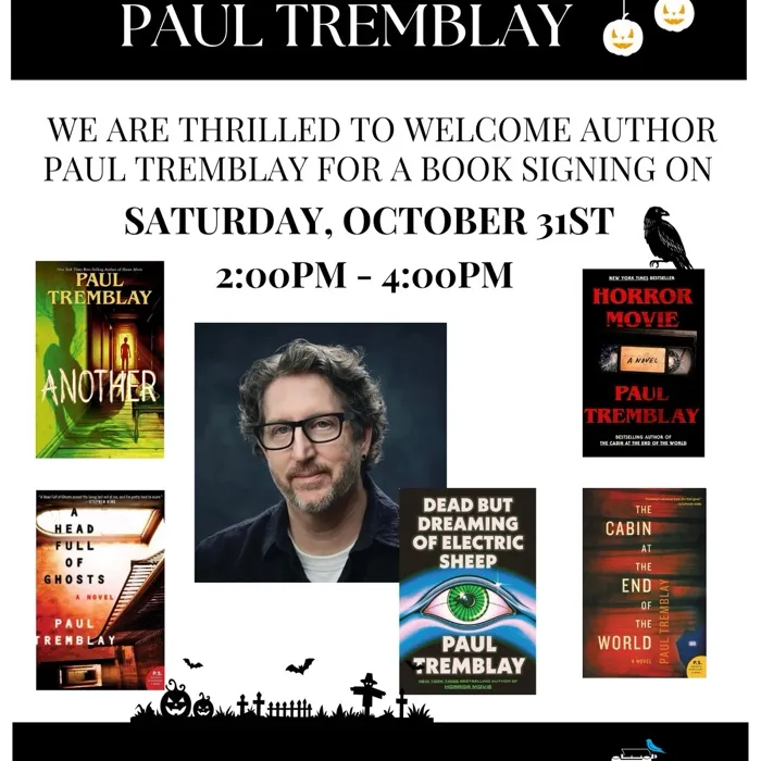 Production art for HALLOWEEN Book Signing with Paul Tremblay, author of Dead But Dreaming of Electric Sheep