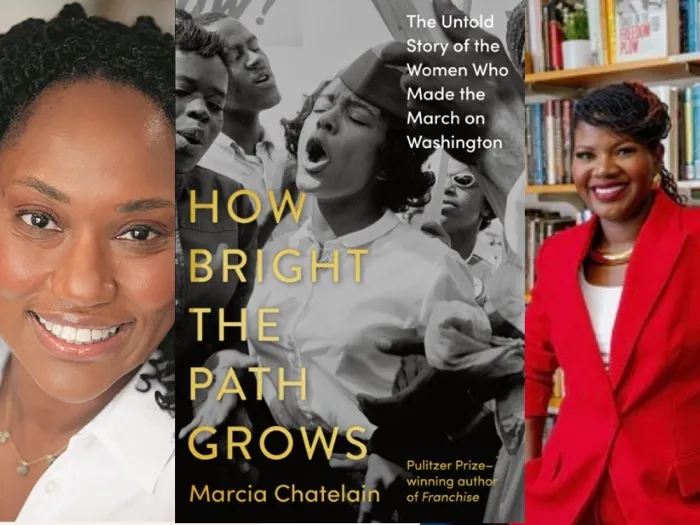 Production art for Marcia Chatelain with Kellie Carter Jackson: How Bright the Path Grows