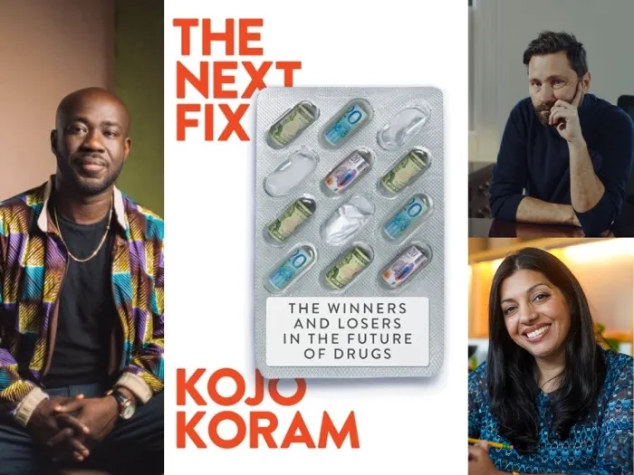 Production art for Kojo Koram with Quinn Slobodian and Shaleen Title: The Next Fix