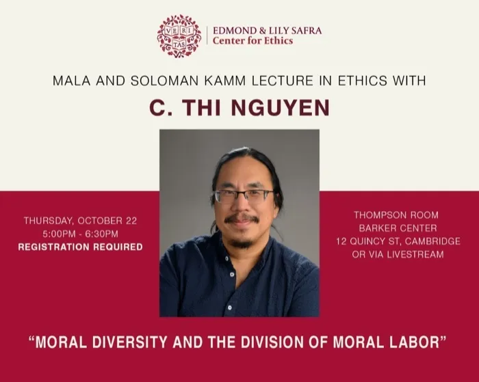 Production art for Mala and Solomon Kamm Lecture in Ethics with C. Thi Nguyen
