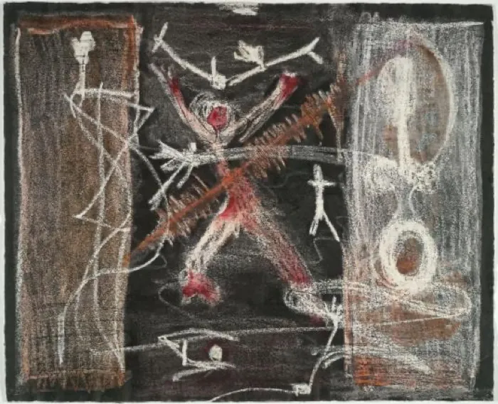 Production art for Gallery Talk: Material Experimentation in _Alfonso Ossorio: Line and Lineage_