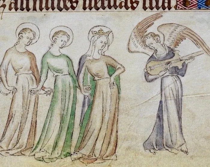 Production art for The Three Sisters: Songs of Love and Passion, ca 1300