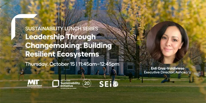 Production art for Leadership Through Changemaking: Building Resilient Ecosystems / Sustainability Lunch Series