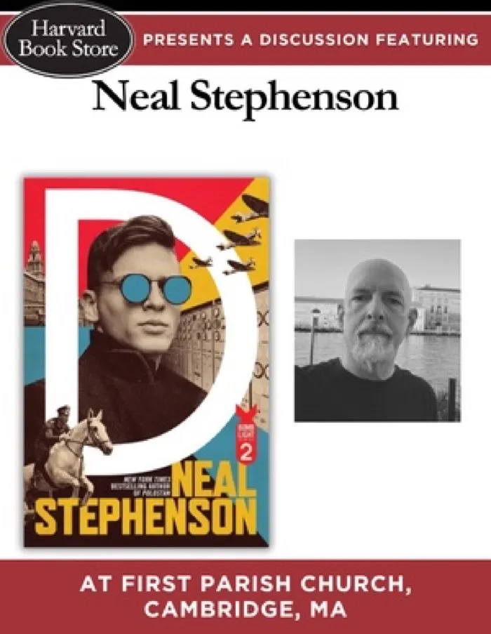 Production art for Neal Stephenson at First Parish Church