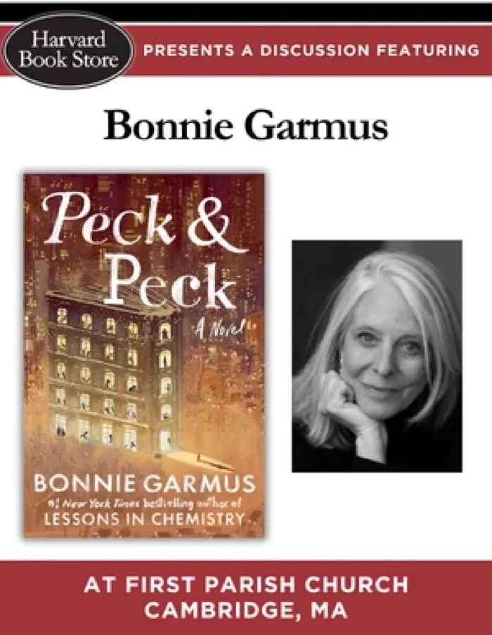 Production art for Bonnie Garmus at First Parish Church