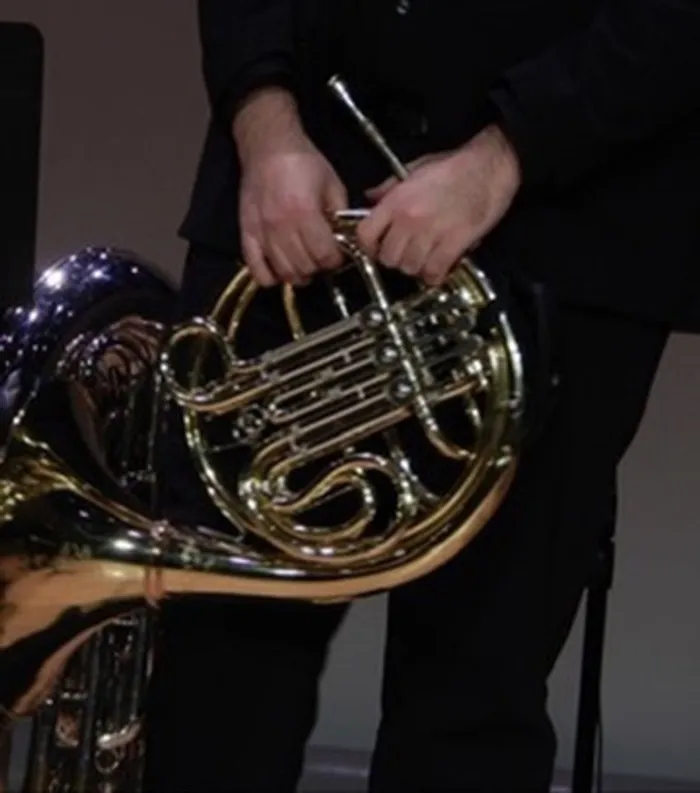 Production art for Brass Quintet Concert featuring classic repertoire and a premiere by Gaston Gosselin