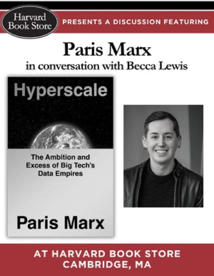 Production art for Paris Marx at Harvard Book Store