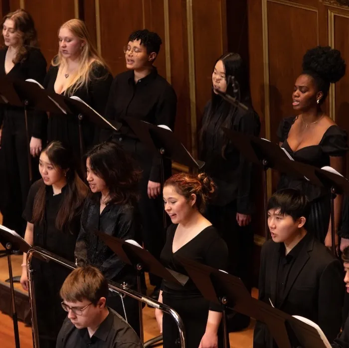 Production art for NEC Chamber Singers + Erica J. Washburn