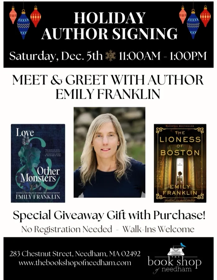 Production art for Holiday Author Signing with Emily Franklin