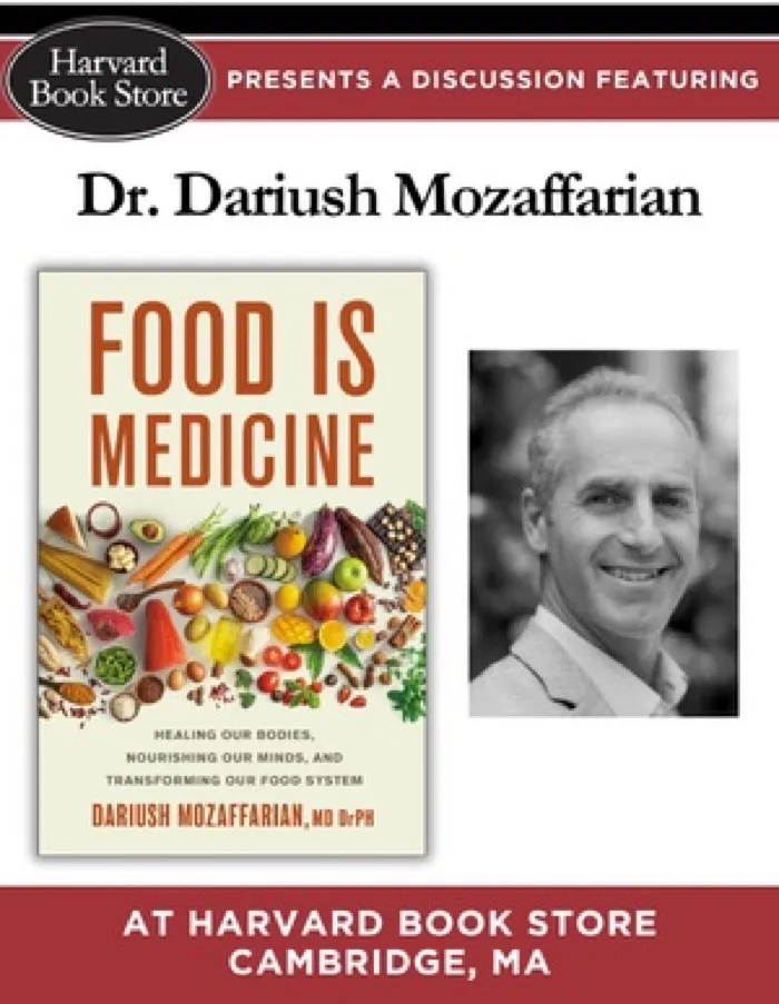 Production art for Dr. Dariush Mozaffarian at Harvard Book Store